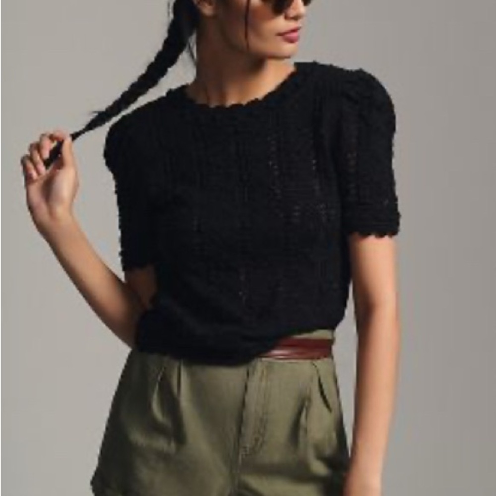 NWT 
BY ANTHROPOLOGIE POINTELLE SWEATER TEE